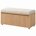 Flurbank mit Stauraum, Eichenfurnier und Sitzpolstern, Naturholz/Beige, 120 x 40 x 50 cm