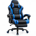 Gamingstuhl in Rennsitzform, Schwarz/Blau, PU-Kunstleder, 68 x 68 x 125–135 cm, mit Fußstütze