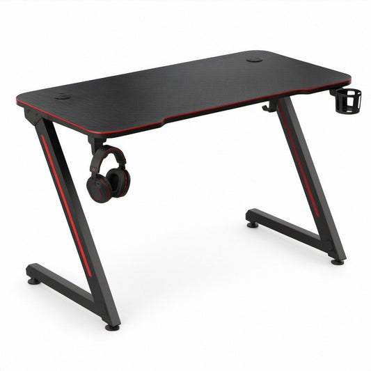 Rechteckiger Gaming-Schreibtisch Schwarz/Rot, 120 x 60 x 75 cm