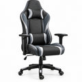 Ergonomischer Gamingstuhl aus PU-Kunstleder in Schwarz/Grau/Weiß, 66 x 70 x 125–135 cm