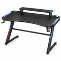 Gaming-Schreibtisch mit Monitoraufsatz und RGB-LED-Beleuchtung, Schwarz, 140 x 60 x 75 cm