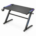 Gaming-Schreibtisch 120 x 60 x 75 cm in Schwarz mit blauen und violetten LED-Leuchten