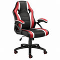 Gamingstuhl Bürostuhl Schwarz/Rot/Weiß mit PU-Bezug, 65 x 65 x 111–121 cm