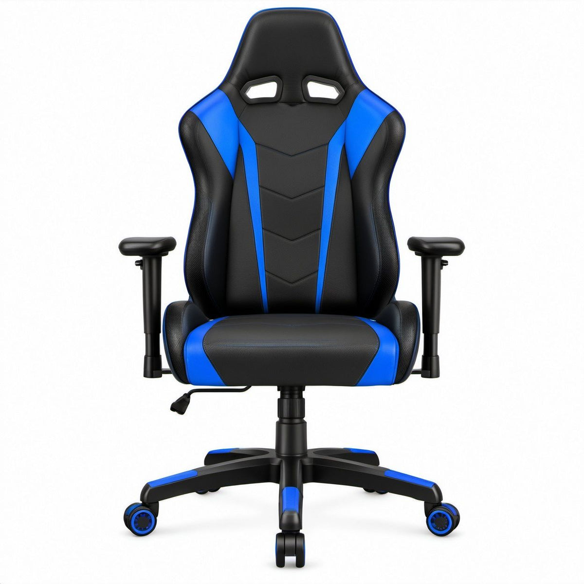 Ergonomischer Gamingstuhl aus PU-Kunstleder in Schwarz/Blau, 66 x 66 x 120–130 cm