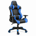 Gamingstuhl aus PU-Kunstleder mit Rollen und verstellbarer Rückenlehne, Schwarz/Blau, 65 x 65 x 120–130 cm