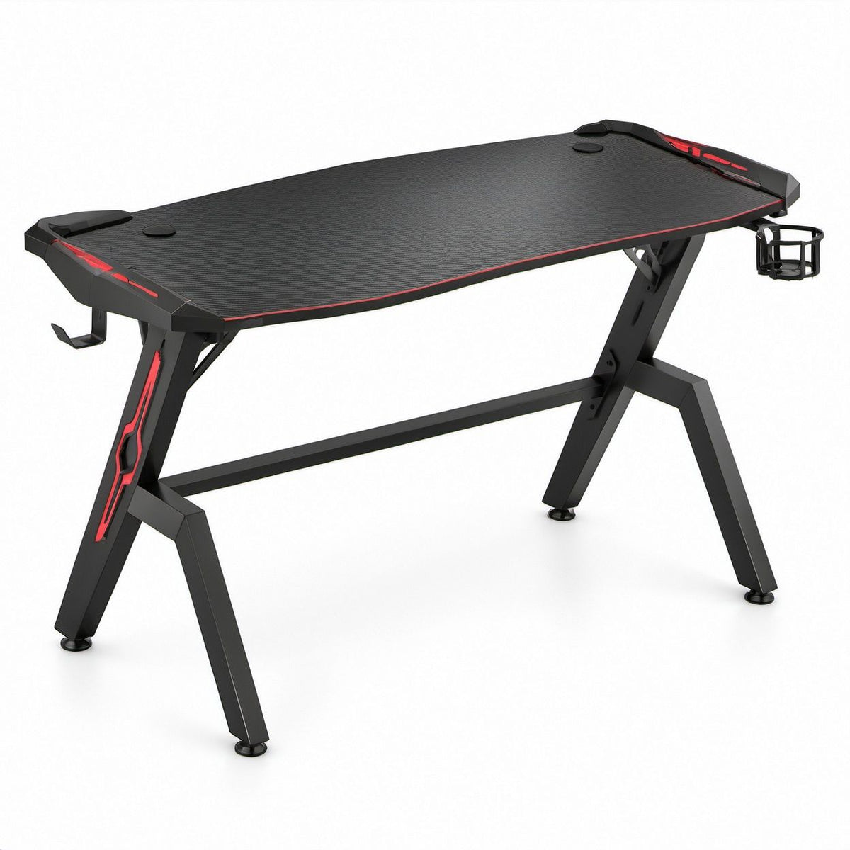 Gaming-Schreibtisch 120 x 60 x 75 cm Schwarz/Rot mit PVC-Arbeitsfläche und Stahlgestell