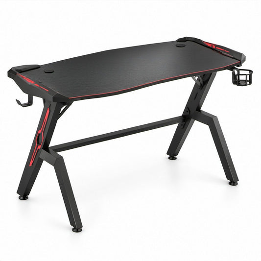 Gaming-Schreibtisch 120 x 60 x 75 cm Schwarz/Rot mit PVC-Arbeitsfläche und Stahlgestell
